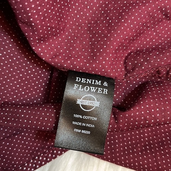 Denim & Flower Polka Dot Button Down Dress Shirt Size XL Slim Fit - Picture 9 of 10